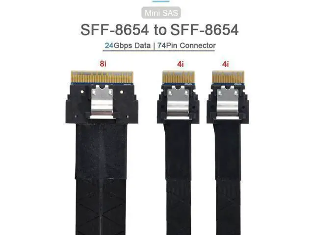 Alt view image 3 of 3 - 40cm SFF8654 8i 74Pin Male to Dual SFF8654 4i 38Pin Male PCIE Ultraport Slimline SAS 4.0 Cable, PCIExpress