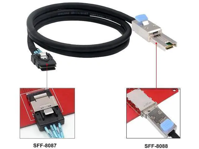 Alt view image 3 of 5 - External Mini SAS 28AWG Male 26Pin SFF8088 to Internal Mini SAS Male 36Pin SFF8087 Data Cable, 1M / 3.3FT