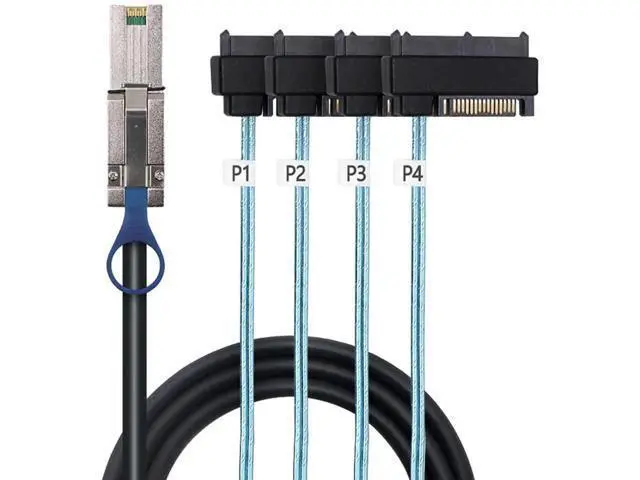 Alt view image 2 of 5 - Mini SAS HD SFF8088 26Pin to 4×SFF8482 Server Cable, 6Gbps HighSpeed 4Port Data Transfer Cord, 28AWG Pure Copper, 0.5M