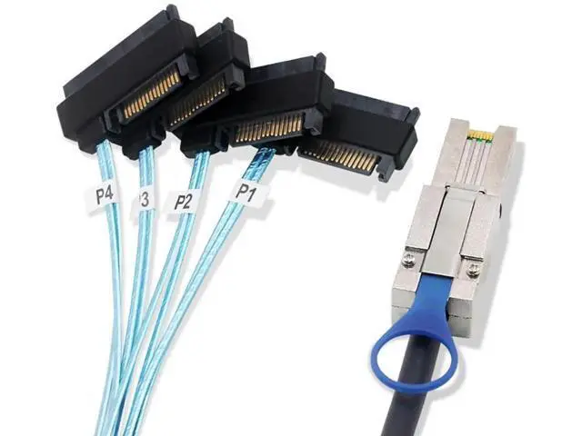 Alt view image 4 of 5 - Mini SAS HD SFF8088 26Pin to 4×SFF8482 Server Cable, 6Gbps HighSpeed 4Port Data Transfer Cord, 28AWG Pure Copper, 0.5M