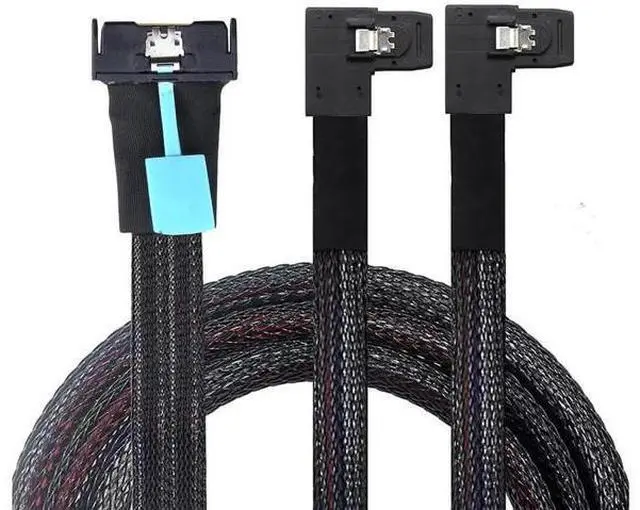 Main image of PCIe Gen5 MCIO 8X 8i to Dual Mini SAS SFF8087 Right Angle Server Adapter Cable, 32Gbps HighSpeed 85 Ohm Data Cable for RAID Controller, HDD, SSD, 1M/39.37in