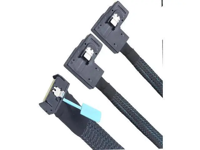 Alt view image 2 of 6 - PCIe Gen5 MCIO 8X 8i to Dual Mini SAS SFF8087 Right Angle Server Adapter Cable, 32Gbps HighSpeed 85 Ohm Data Cable for RAID Controller, HDD, SSD, 1M/39.37in