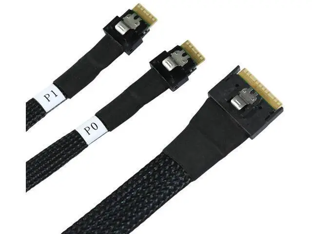 Alt view image 5 of 6 - Slimline SAS SFF8654 8i to Dual SFF8654 4i Server Cable with AntiMisplug Design, 12Gbps HighSpeed 32AWG Data Transfer Cord, 10 Impedance, 0.8M