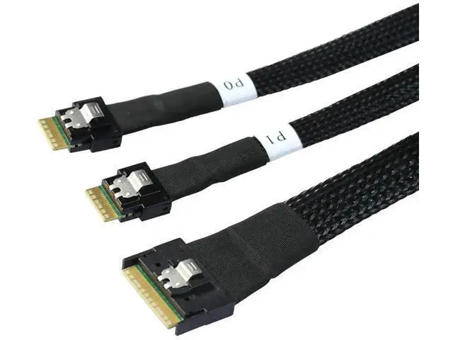 Alt view image 6 of 6 - Slimline SAS SFF8654 8i to Dual SFF8654 4i Server Cable with AntiMisplug Design, 12Gbps HighSpeed 32AWG Data Transfer Cord, 10 Impedance, 0.8M