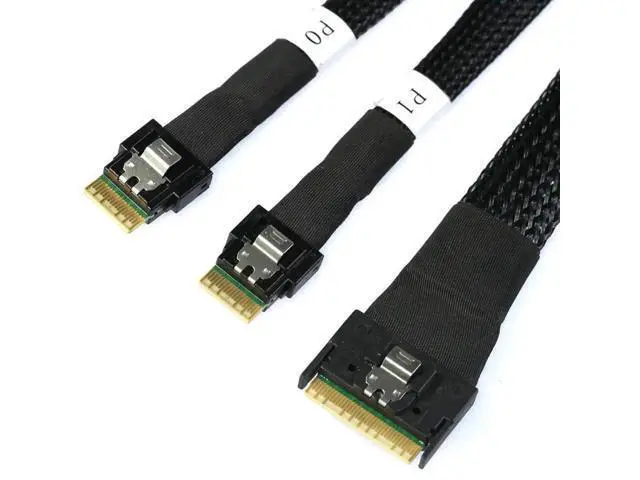 Alt view image 4 of 6 - Slimline SAS SFF8654 8i to Dual SFF8654 4i Server Cable with AntiMisplug Design, 12Gbps HighSpeed 32AWG Data Transfer Cord, 10 Impedance, 0.8M
