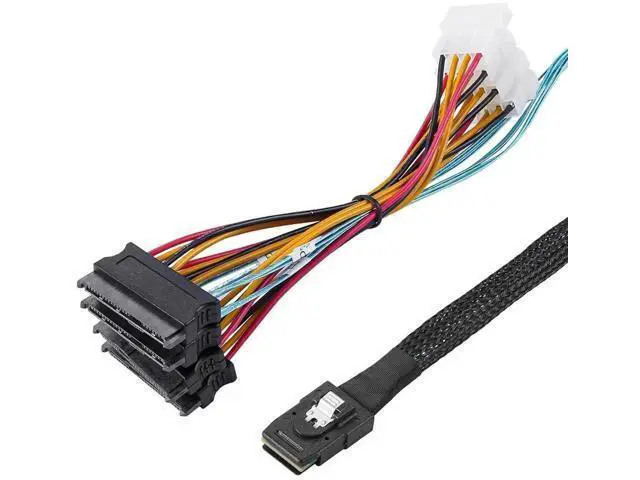 Alt view image 3 of 7 - MiniSAS to SAS Breakout Cable, SFF8087 to 4×SFF8482 with SATA Power Adapter & Extra 4×4Pin Power Cable, 1M/3.3FT, 2Pack