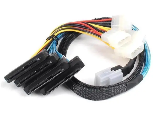 Alt view image 5 of 7 - MiniSAS to SAS Breakout Cable, SFF8087 to 4×SFF8482 with SATA Power Adapter & Extra 4×4Pin Power Cable, 1M/3.3FT, 2Pack