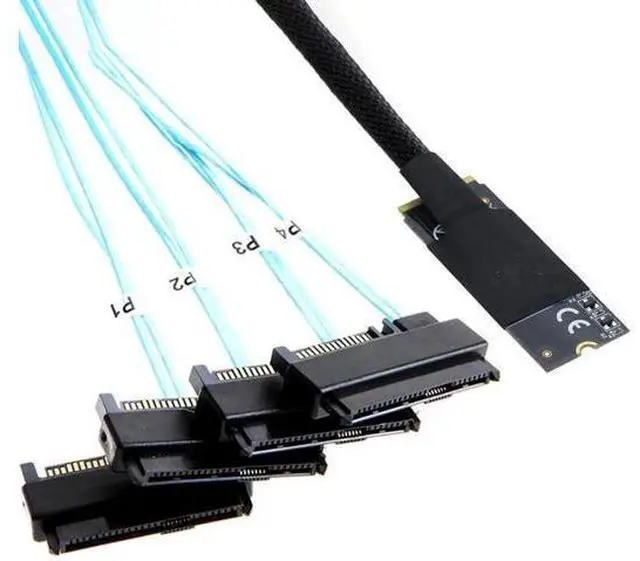 Main image of M.2 SFF8643 to 4×SAS SFF8482 Converter Cable, 12Gbps HighSpeed Server Interconnect, 30AWG Copper Wire, PlugandPlay, 0.5m