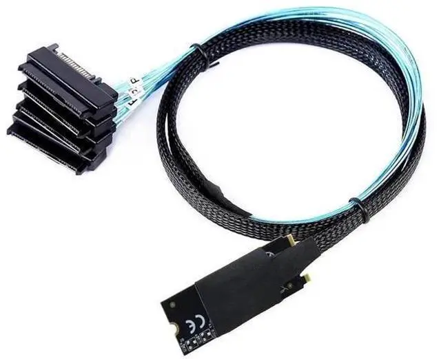 Alt view image 2 of 6 - M.2 SFF8643 to 4×SAS SFF8482 Converter Cable, 12Gbps HighSpeed Server Interconnect, 30AWG Copper Wire, PlugandPlay, 0.5m