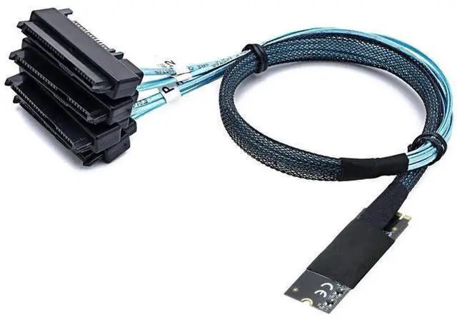 Alt view image 5 of 6 - M.2 SFF8643 to 4×SAS SFF8482 Converter Cable, 12Gbps HighSpeed Server Interconnect, 30AWG Copper Wire, PlugandPlay, 0.5m