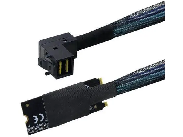 Alt view image 2 of 6 - Compatible M.2 (MKey) to SFF8643 SAS HD 90Degree Cable, 12Gbps HighSpeed Server Harness, 30AWG Copper, Plug & Play, 0.5M/19.68in