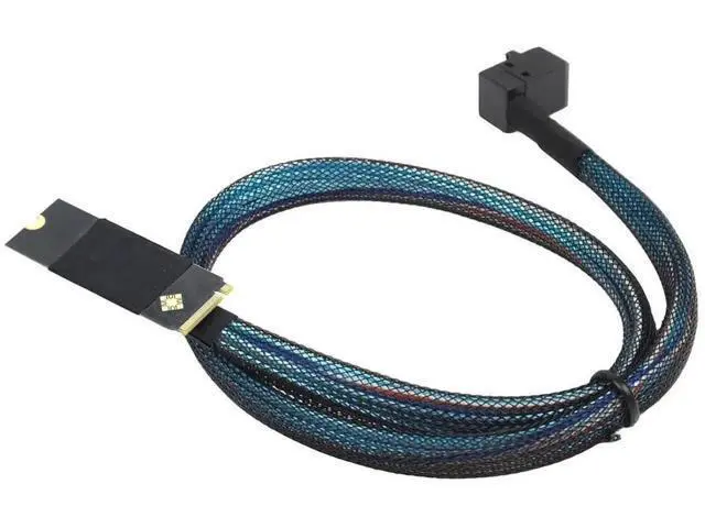 Alt view image 3 of 6 - Compatible M.2 (MKey) to SFF8643 SAS HD 90Degree Cable, 12Gbps HighSpeed Server Harness, 30AWG Copper, Plug & Play, 0.5M/19.68in