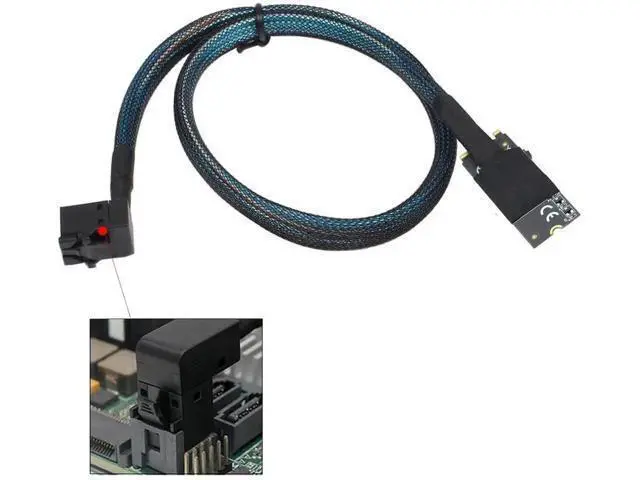 Alt view image 4 of 6 - Compatible M.2 (MKey) to SFF8643 SAS HD 90Degree Cable, 12Gbps HighSpeed Server Harness, 30AWG Copper, Plug & Play, 0.5M/19.68in