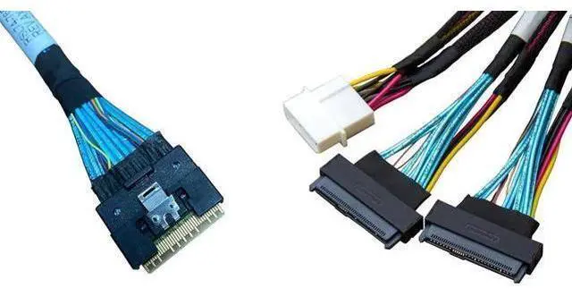 Main image of SlimSAS 8X to 2×U.2 NVMe Adapter Cable, SFF8654 74Pin to 2×SFF8639 68Pin with Power, 75CM, Compatible with Broadcom MPN 056000500 / CBLSAST0953