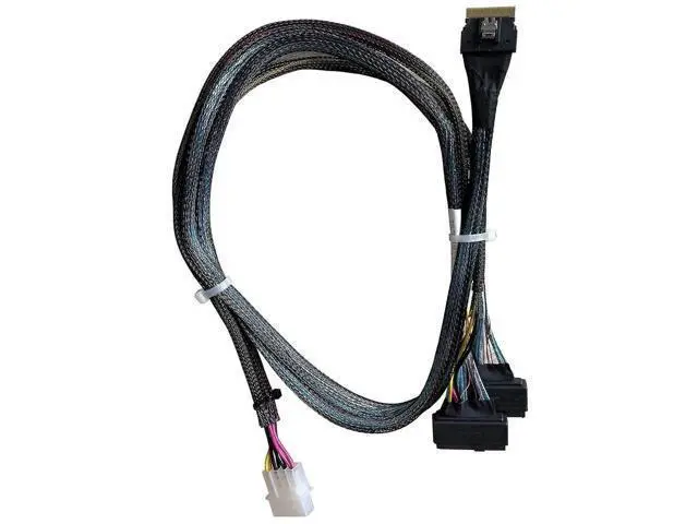 Alt view image 6 of 6 - SlimSAS 8X to 2×U.2 NVMe Adapter Cable, SFF8654 74Pin to 2×SFF8639 68Pin with Power, 75CM, Compatible with Broadcom MPN 056000500 / CBLSAST0953