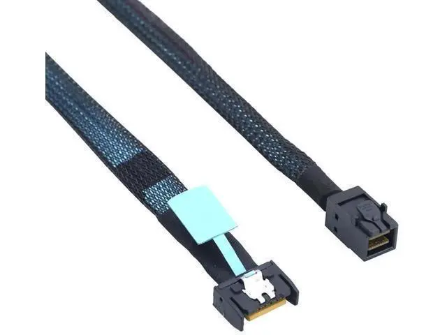 Alt view image 2 of 6 - Gen5 MCIO Slimline SFF8654 4i to HD SFF8643 Server Data Cable, 12Gbps HighSpeed 85 Ohm Black Flat Connector, 0.8M