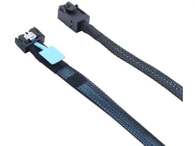 Alt view image 5 of 6 - Gen5 MCIO Slimline SFF8654 4i to HD SFF8643 Server Data Cable, 12Gbps HighSpeed 85 Ohm Black Flat Connector, 0.8M
