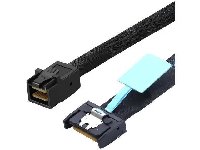 Alt view image 4 of 6 - Gen5 MCIO Slimline SFF8654 4i to HD SFF8643 Server Data Cable, 12Gbps HighSpeed 85 Ohm Black Flat Connector, 0.8M