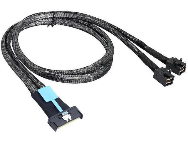 Alt view image 3 of 6 - PCIe Gen5 MCIO 8X 8i to Dual Mini SAS HD SFF8643 Server Cable, 32Gbps HighSpeed Copper Wire Harness, 1m/39.37in