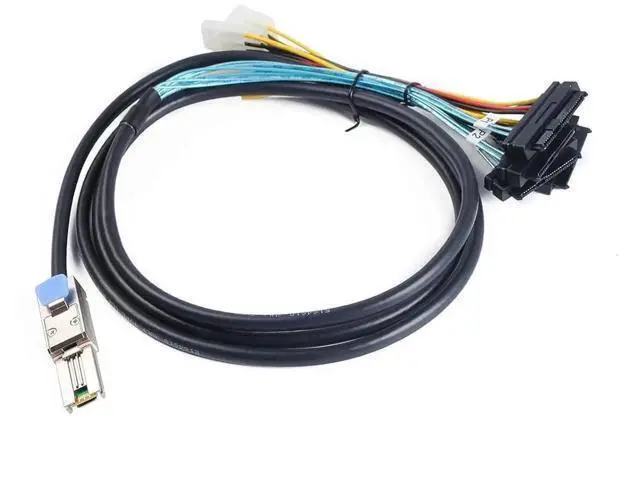 Alt view image 2 of 6 - MiniSAS SFF8088 26Pin to 4 × SAS SFF8482 29Pin with Power Cable, 2 Meter / 6.6FT
