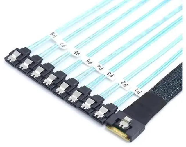 Main image of PCIE Slimline SAS SFF8654 8I to 8×SATA Hard Drive Cable, 32AWG Copper, FullHousing AntiMisplug Design, 24G HighSpeed Server Harness, 1M/39.37in