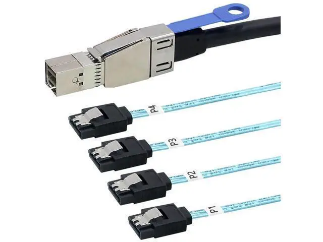 Alt view image 4 of 5 - Mini SAS HD SFF8644 with IC to 4 × SATA 7Pin Cable, 6Gbps HighSpeed Server Hard Drive Interconnect, 28AWG Copper Wire, 2M