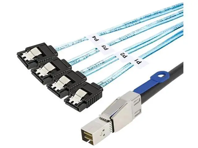 Alt view image 5 of 5 - Mini SAS HD SFF8644 with IC to 4 × SATA 7Pin Cable, 6Gbps HighSpeed Server Hard Drive Interconnect, 28AWG Copper Wire, 2M