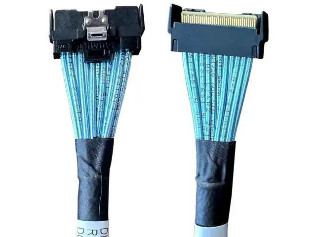 Alt view image 2 of 4 - MCIO x8 to 2×MiniSASHD x4 Cable, SFFTA1016 74Pin to 2×SFF8643 36Pin, PCIe Gen4 Mini Cooledge IO Cable, 80CM
