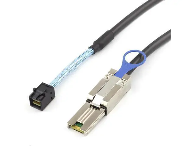 Alt view image 3 of 4 - Mini SAS HD SFF8088 to SFF8643 Internal & External Server Cable, 6Gbps HighSpeed 28AWG Data Cable, Black Flat Connector, 2m