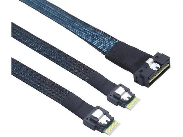 Alt view image 3 of 6 - PCIe SlimSAS LP LowProfile SFF8654 8i to Dual SFF8654 4i HighSpeed Server Interconnect Cable, 12Gbps, 0.8M