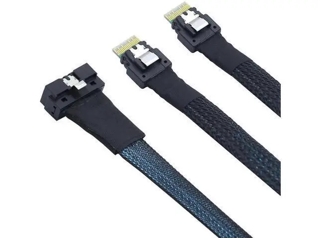 Alt view image 4 of 6 - PCIe SlimSAS LP LowProfile SFF8654 8i to Dual SFF8654 4i HighSpeed Server Interconnect Cable, 12Gbps, 0.8M