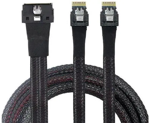 Main image of PCIe SlimSAS LP LowProfile SFF8654 8i to Dual SFF8654 4i HighSpeed Server Interconnect Cable, 12Gbps, 0.8M
