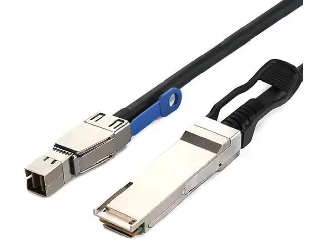 Main image of MiniSAS HD SFF8644 to QSFP 40G SFF8436 Server Stacking Cable, 12Gbps HighSpeed Internal Interconnect, 28AWG 10Ohm Impedance, Black, 0.5M