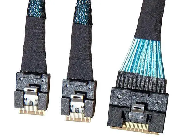 Alt view image 2 of 5 - SlimSAS x8 to 2×SlimSAS x4 Cable, SFF8654 74Pin to 2×SFF8654 38Pin, 80CM, Compatible with Broadcom MPN 056000400