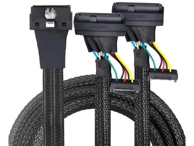 Alt view image 5 of 6 - LP LowProfile SFF8654 8i 74Pin to Dual SFF8639 U.2 + 15Pin Cable, 32AWG HighSpeed Server Interconnect, 0.8M