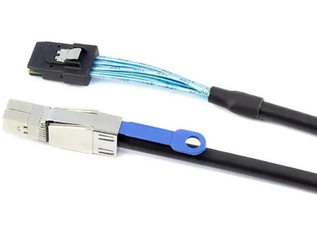 Alt view image 4 of 5 - Mini SAS HD SFF8644 with IC to SFF8087 Server Stacking Cable, 12Gbps HighSpeed 28AWG 10 Ohm Data Cable, Black, 2M