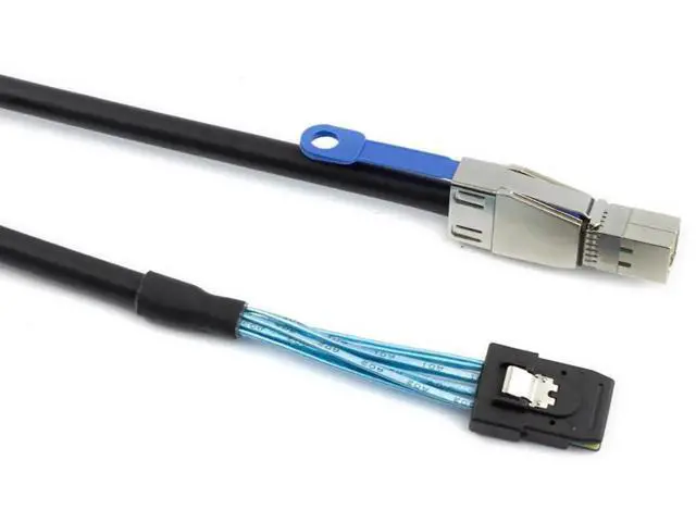 Alt view image 5 of 5 - Mini SAS HD SFF8644 with IC to SFF8087 Server Stacking Cable, 12Gbps HighSpeed 28AWG 10 Ohm Data Cable, Black, 2M