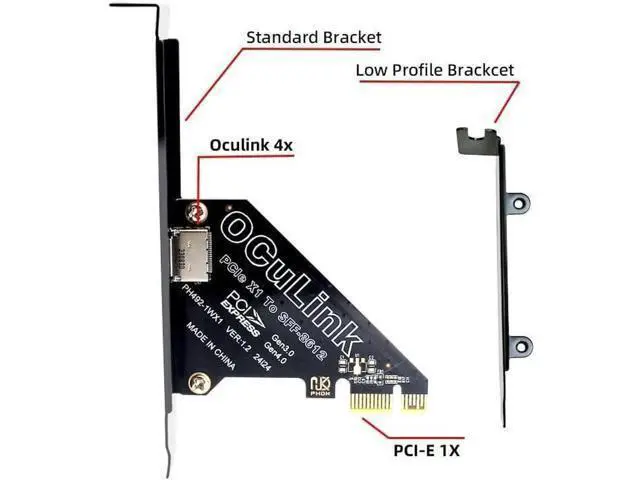 Alt view image 2 of 7 - PCIExpress 4.0 PCIe 1x to Oculink SFF8612 / SFF8611 Host Adapter Card for U.2 SSD & eGPU External Graphics Dock