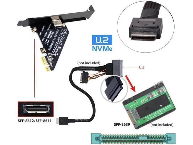 Alt view image 4 of 7 - PCIExpress 4.0 PCIe 1x to Oculink SFF8612 / SFF8611 Host Adapter Card for U.2 SSD & eGPU External Graphics Dock