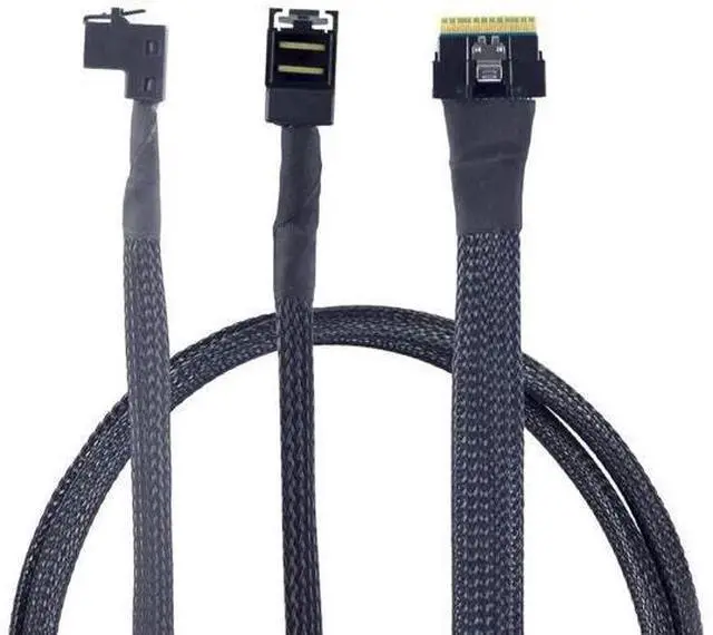 Main image of 0.5M/19.68in Mini SAS Slimline SFF8654 8i 4.0 to Dual UpwardFacing SAS HD SFF8643 Cable 24Gbps HighSpeed 32AWG Server Data Cable for RAID Controller, HDD & SSD