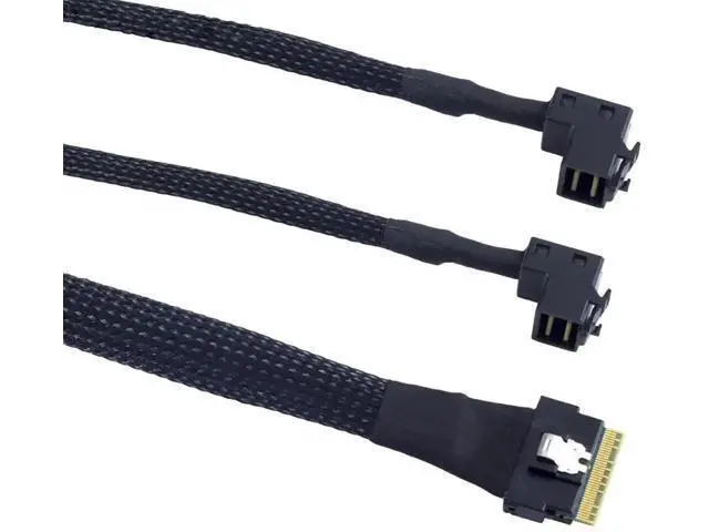 Alt view image 7 of 7 - 0.5M/19.68in Mini SAS Slimline SFF8654 8i 4.0 to Dual UpwardFacing SAS HD SFF8643 Cable 24Gbps HighSpeed 32AWG Server Data Cable for RAID Controller, HDD & SSD