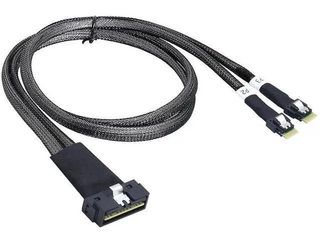 Alt view image 5 of 6 - PCIe SlimSAS LP LowProfile SFF8654 8i to Dual SFF8654 4i Cable, 12G HighSpeed Server Interconnect, 0.5M