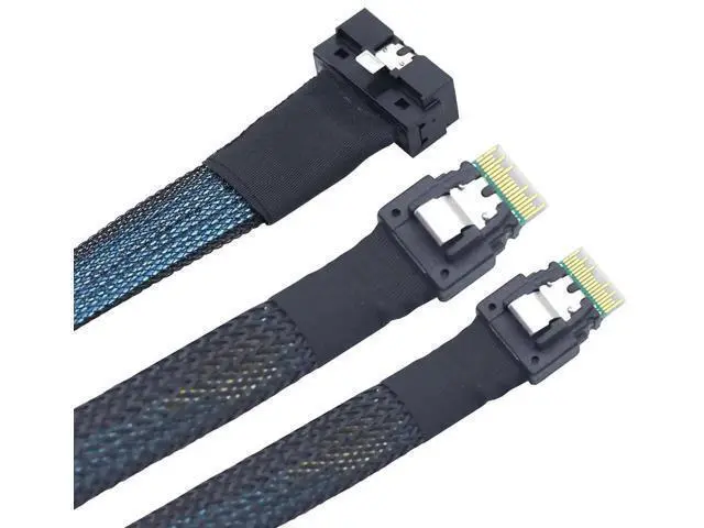 Alt view image 6 of 6 - PCIe SlimSAS LP LowProfile SFF8654 8i to Dual SFF8654 4i Cable, 12G HighSpeed Server Interconnect, 0.5M