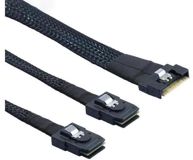 Alt view image 2 of 6 - SlimSAS SAS 4.0 SFF8654 8i to Dual SFF8087 Mini SAS Cable, 24Gbps HighSpeed Server Internal Cable, 32AWG Pure Copper with AntiMisdirection Design, 0.8M