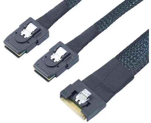 Alt view image 4 of 6 - SlimSAS SAS 4.0 SFF8654 8i to Dual SFF8087 Mini SAS Cable, 24Gbps HighSpeed Server Internal Cable, 32AWG Pure Copper with AntiMisdirection Design, 0.8M