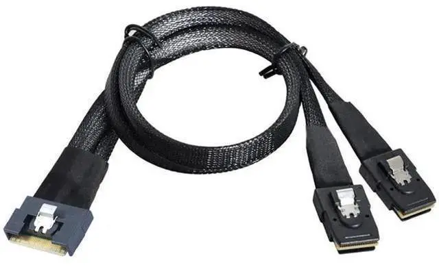 Alt view image 5 of 6 - SlimSAS SAS 4.0 SFF8654 8i to Dual SFF8087 Mini SAS Cable, 24Gbps HighSpeed Server Internal Cable, 32AWG Pure Copper with AntiMisdirection Design, 0.8M