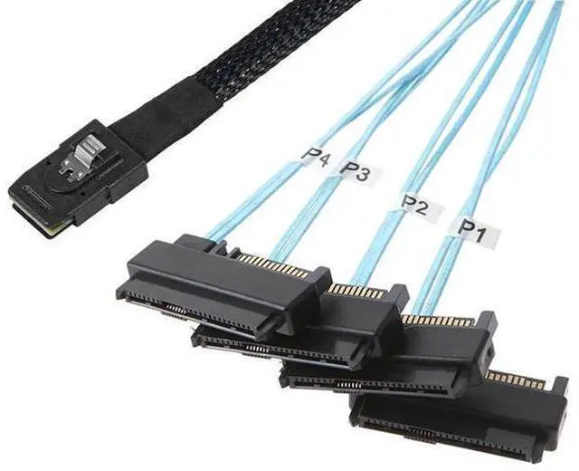 Main image of Mini SAS 36Pin SFF8087 to 4×SFF8482 Connectors with SATA Power Cable, 1M/3.3FT, 2Pack
