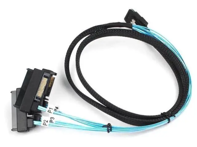 Alt view image 3 of 5 - Mini SAS 36Pin SFF8087 to 4×SFF8482 Connectors with SATA Power Cable, 1M/3.3FT, 2Pack