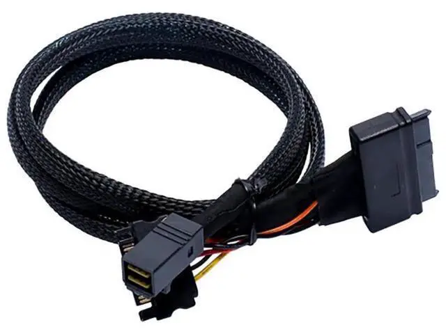 Alt view image 2 of 5 - Mini SAS SFF8643 to U.2 SFF8639 Cable with 15Pin Power Connector, IOCAB40121, 16GT/s PCIe 4Lane HighSpeed Data Cable for Server, Workstation & Storage System, 0.5M/19.68in