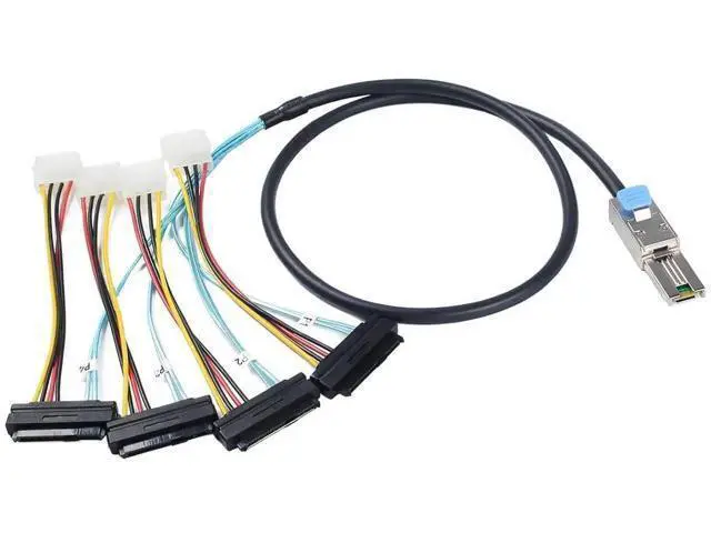 Alt view image 3 of 6 - 2PCS MiniSAS SFF8088 26Pin to 4×SAS SFF8482 29Pin with Power Cable, 1 Meter / 3.3FT